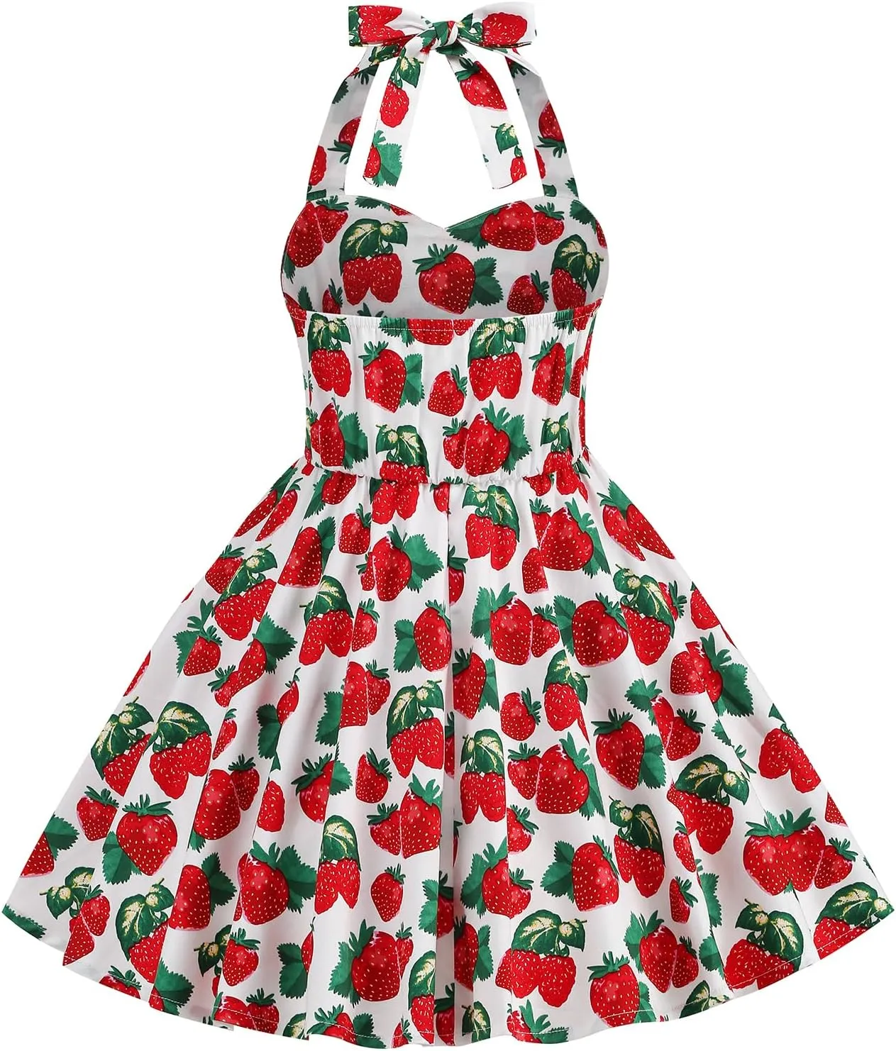 1950s Vintage Dresses for Girls Halter Dress Sleeveless Bowknot Heart Neck 4-12 Years