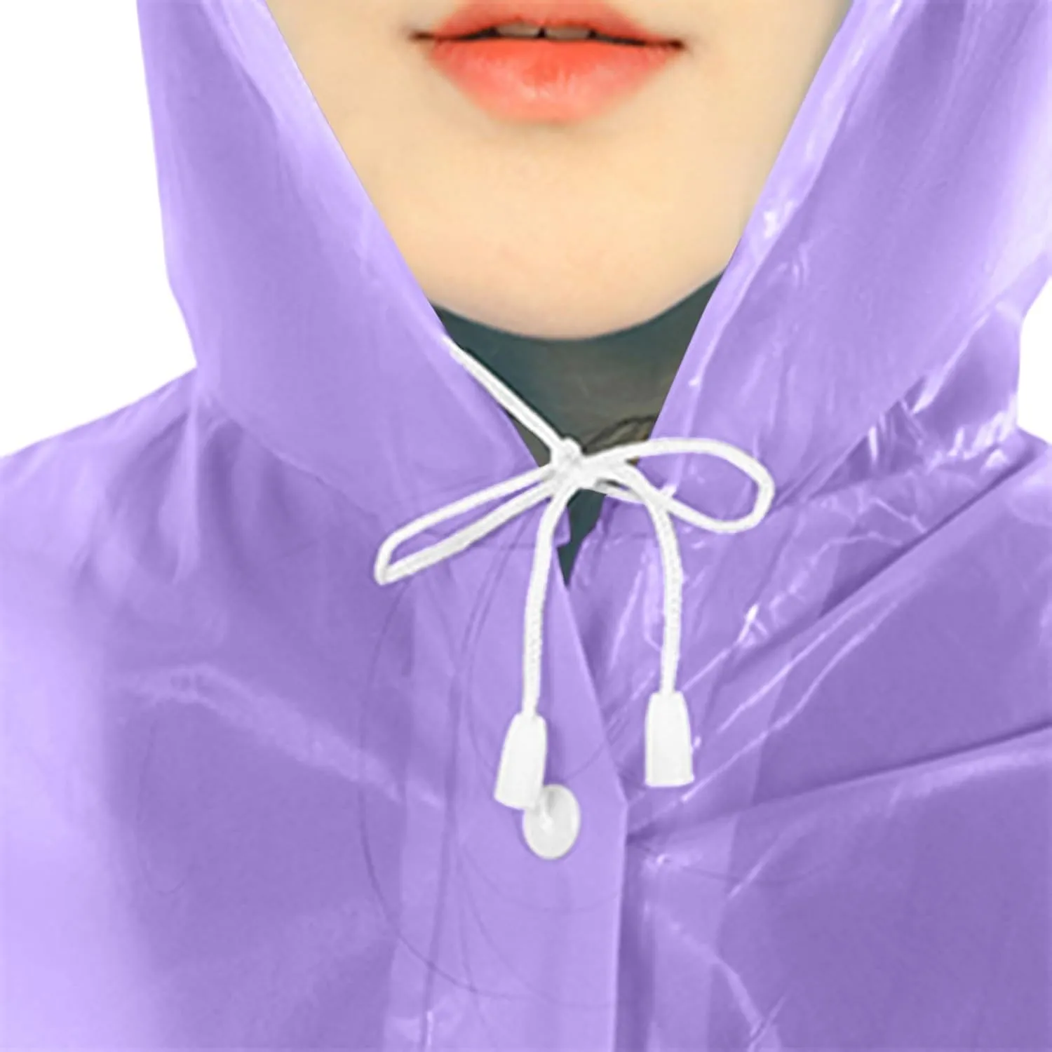 5 Pack Rain Ponchos for Adults EVA Waterproof Reusable Raincoat Hooded Drawstring Clear Lightweight Rain Jackets