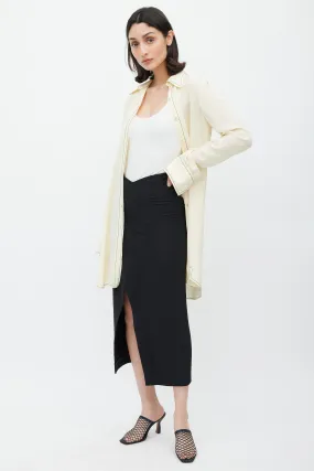 Black Front Slit Midi Skirt