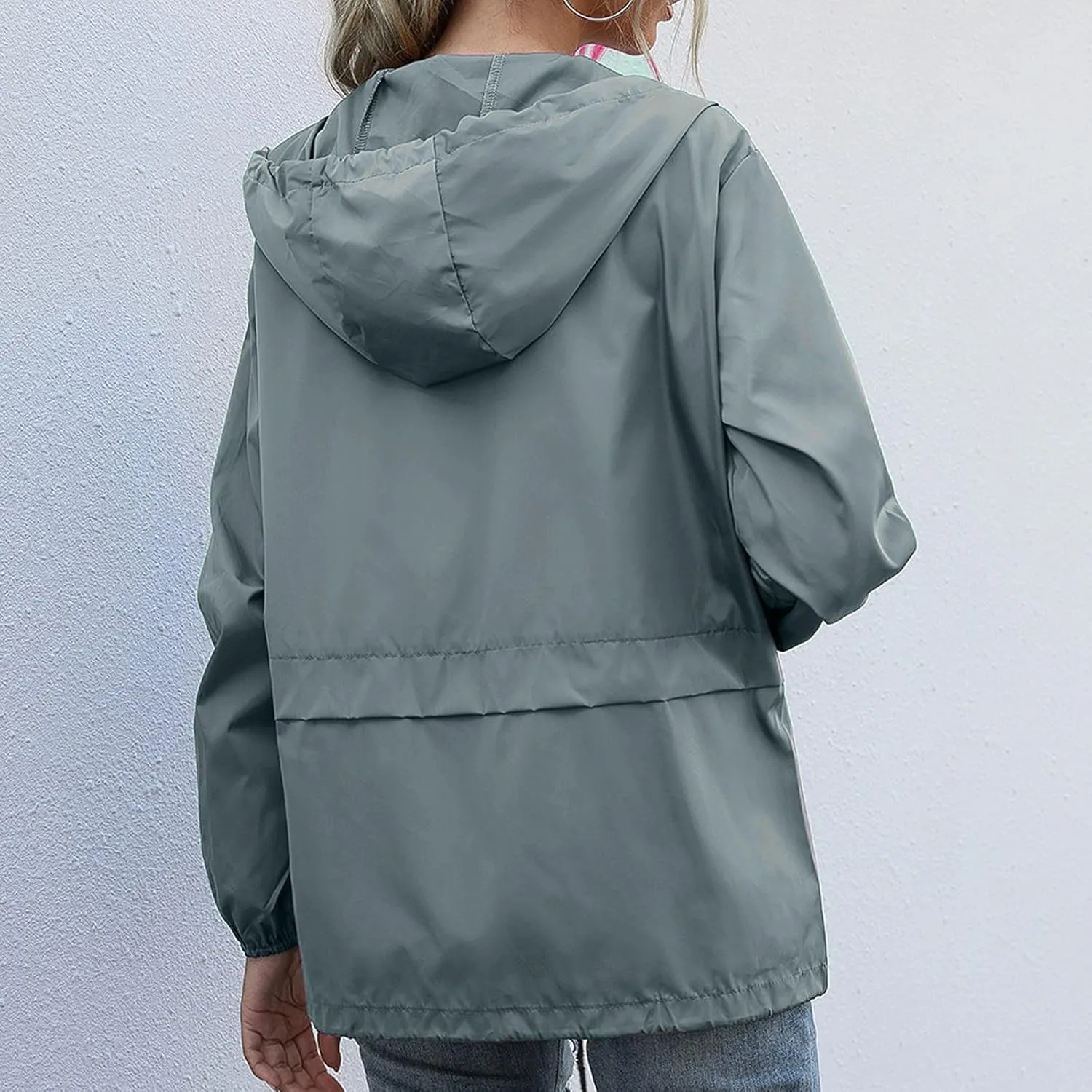 Cdiecer Womens Waterproof Rain Jacket Lightweight Packable Raincoat Hooded Outdoor Sport Windbreaker with Pockets