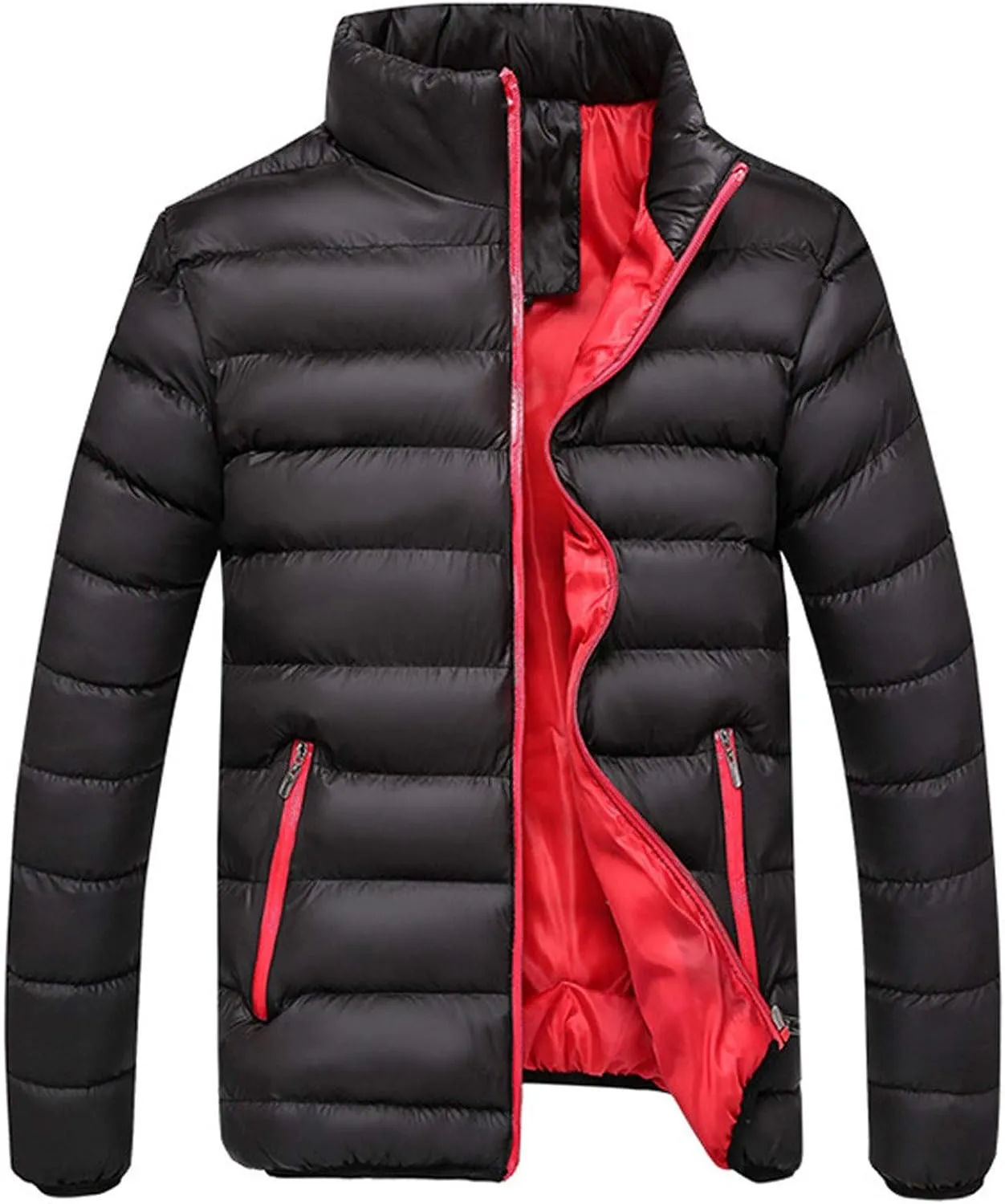 Dgoopd Quilted Jackets for Men Lightweight Down Puffer Jacket Packable Winter Warm Zip up Coat Outdoor Warm Padded Jacket
