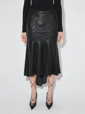 Faux Leather Midi Skirt Black