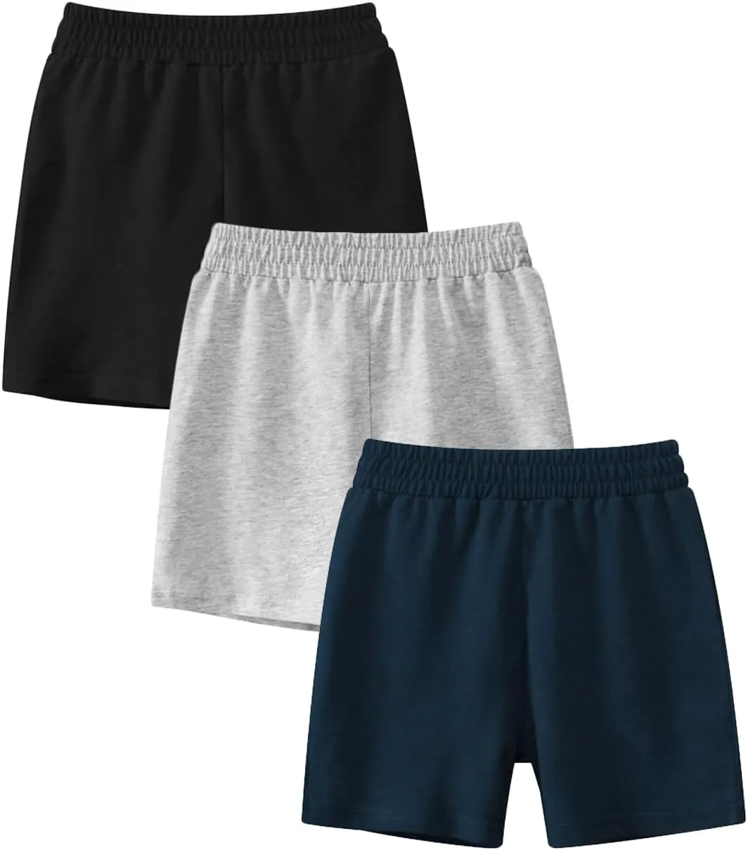 GFQLONG Toddler Boy Cotton Shorts, Kids Summer Light Weight Soccer Shorts
