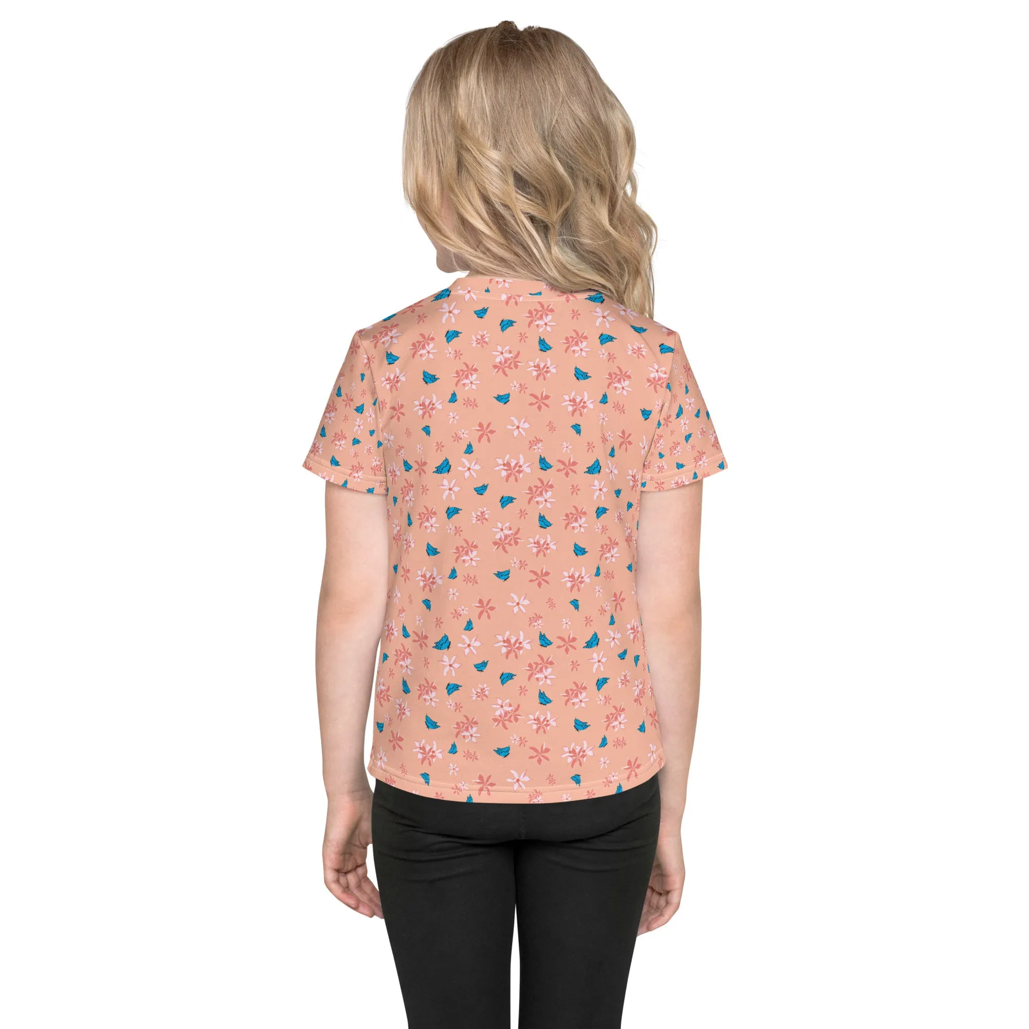 Girl's Pastel Flowers and Butterflies crew neck t-shirt