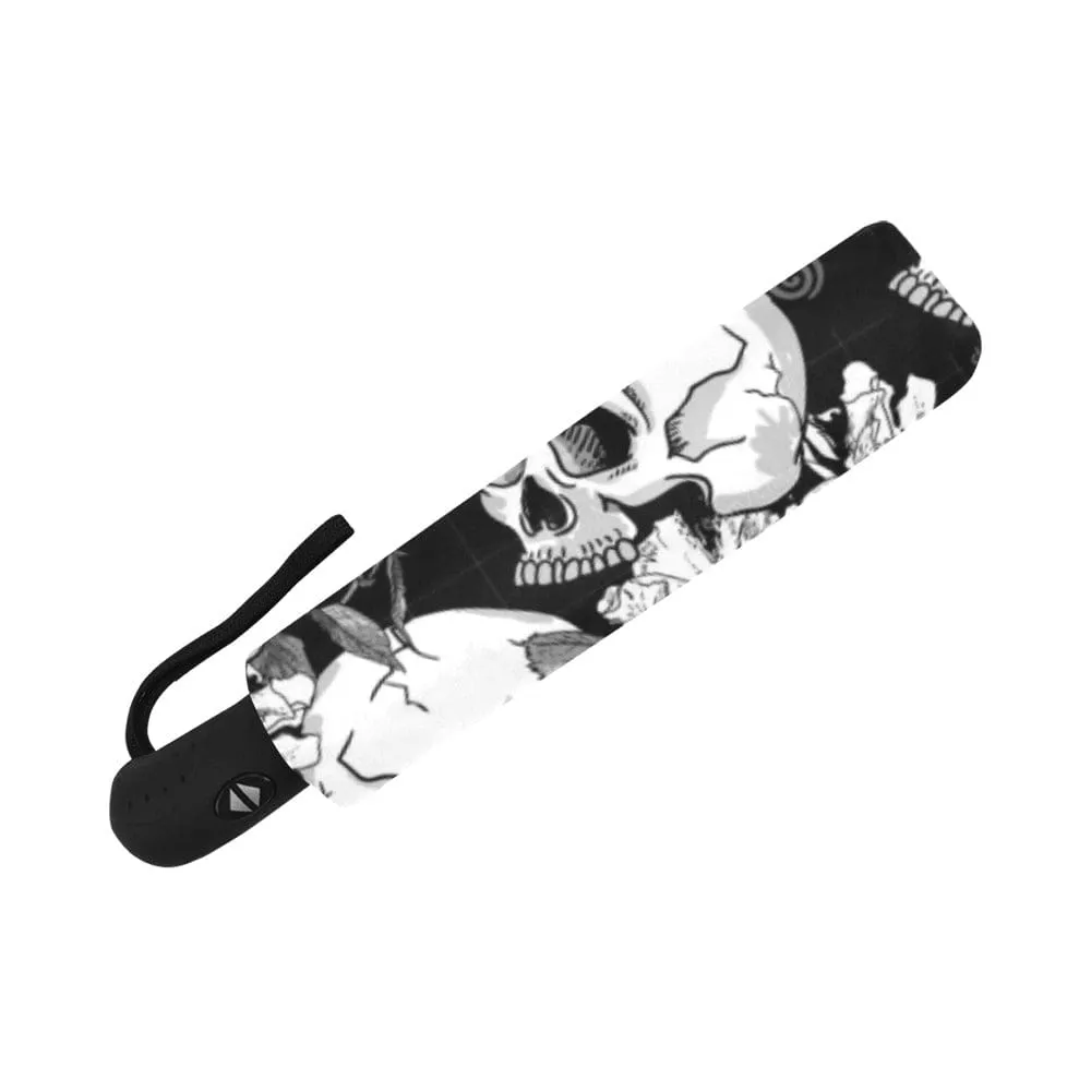 Gray Skull Floral Anti-UV Auto-Foldable Umbrella