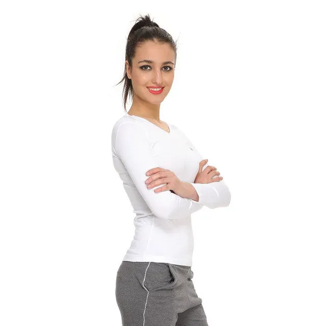 HiFlyers Women Full Sleevs T-Shirts V Neck White
