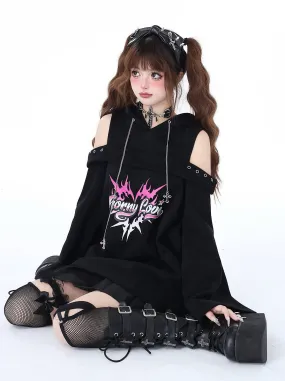 Hooded Subculture Leaky Top Rock Punk Spring Shoulder Chain Original Sweatshirt Dark
