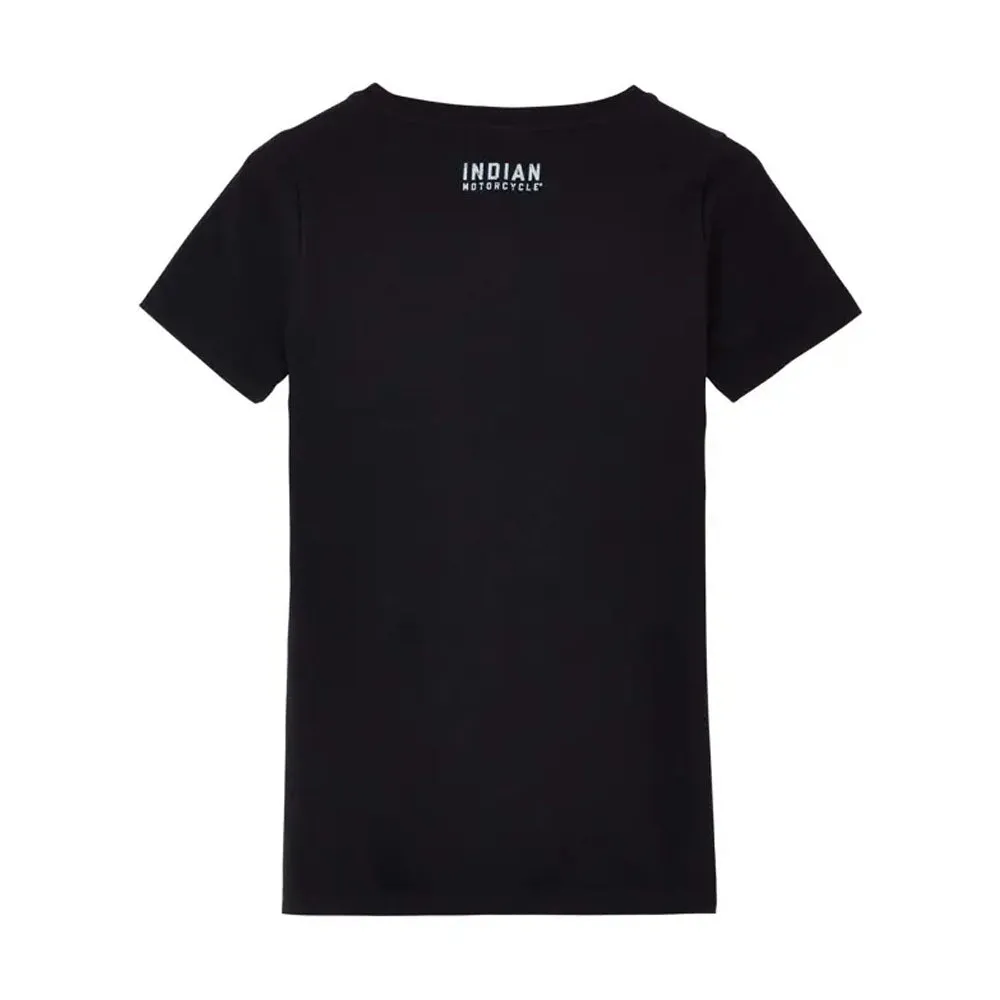 Indian Motorcycle  Womens Ombre Blue Logo T-Shirt Tee Lightweight Comfy Black