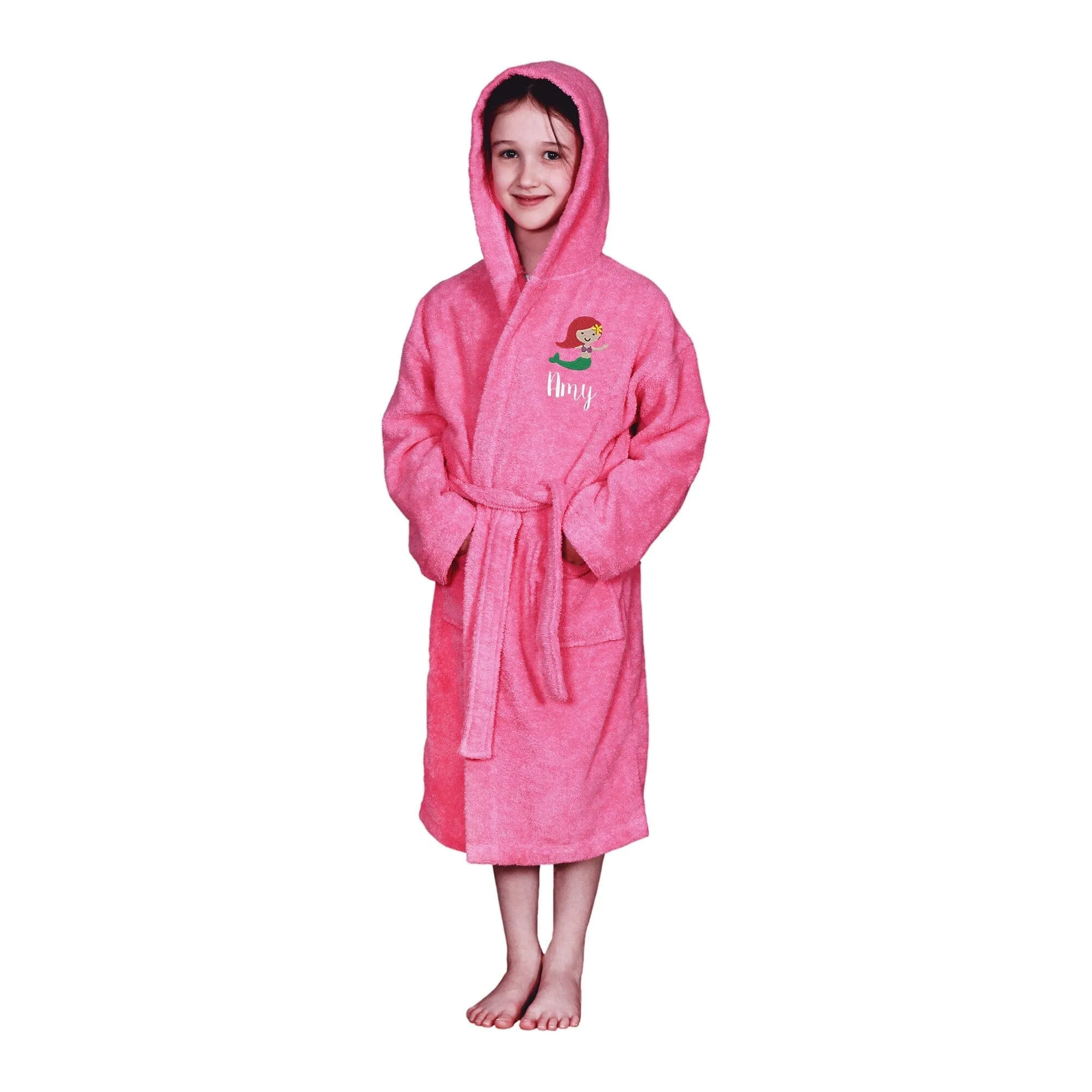 Kids Bathrobe with Hood and Mermaid Design