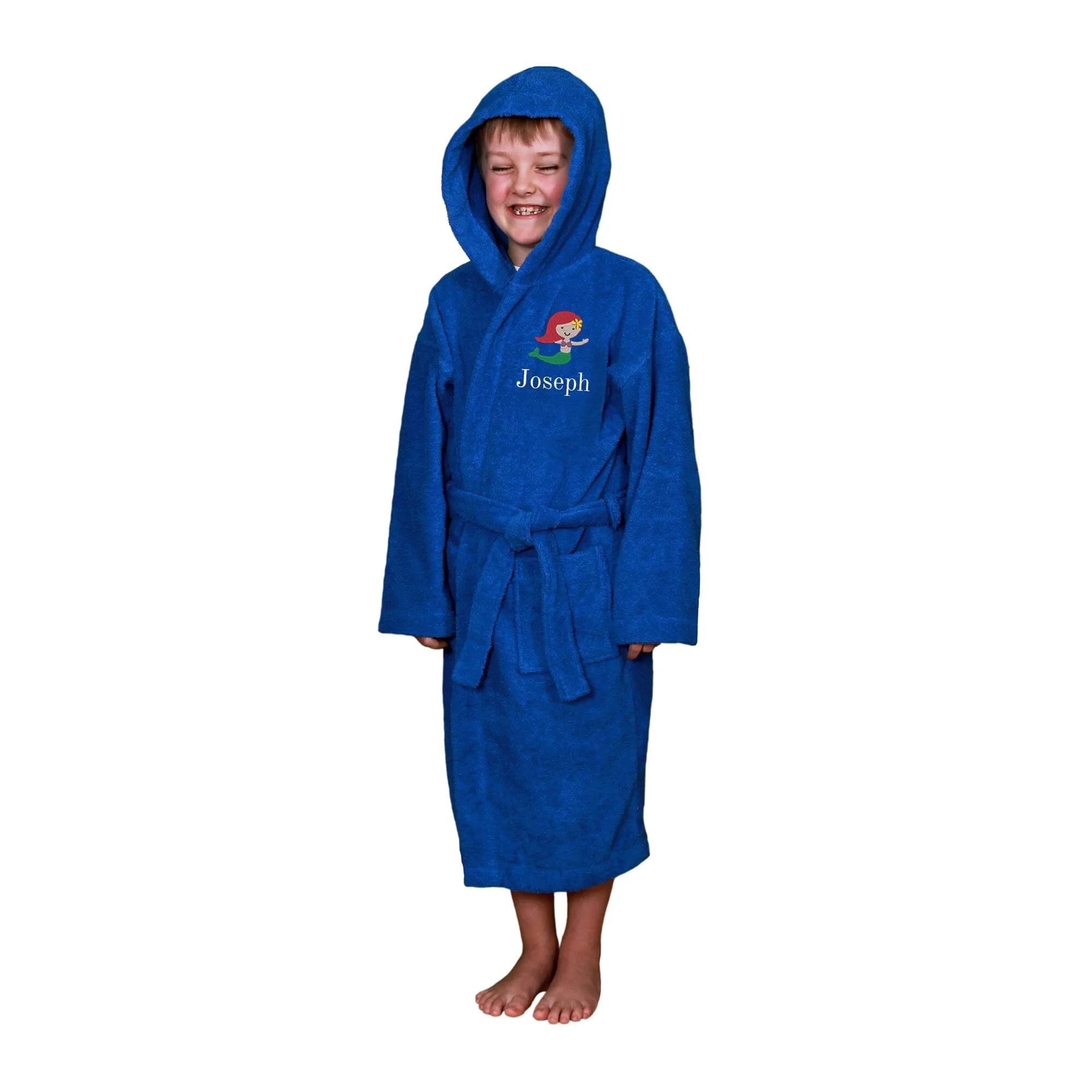 Kids Bathrobe with Hood and Mermaid Design