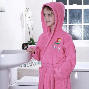 Kids Bathrobe with Hood and Mermaid Design