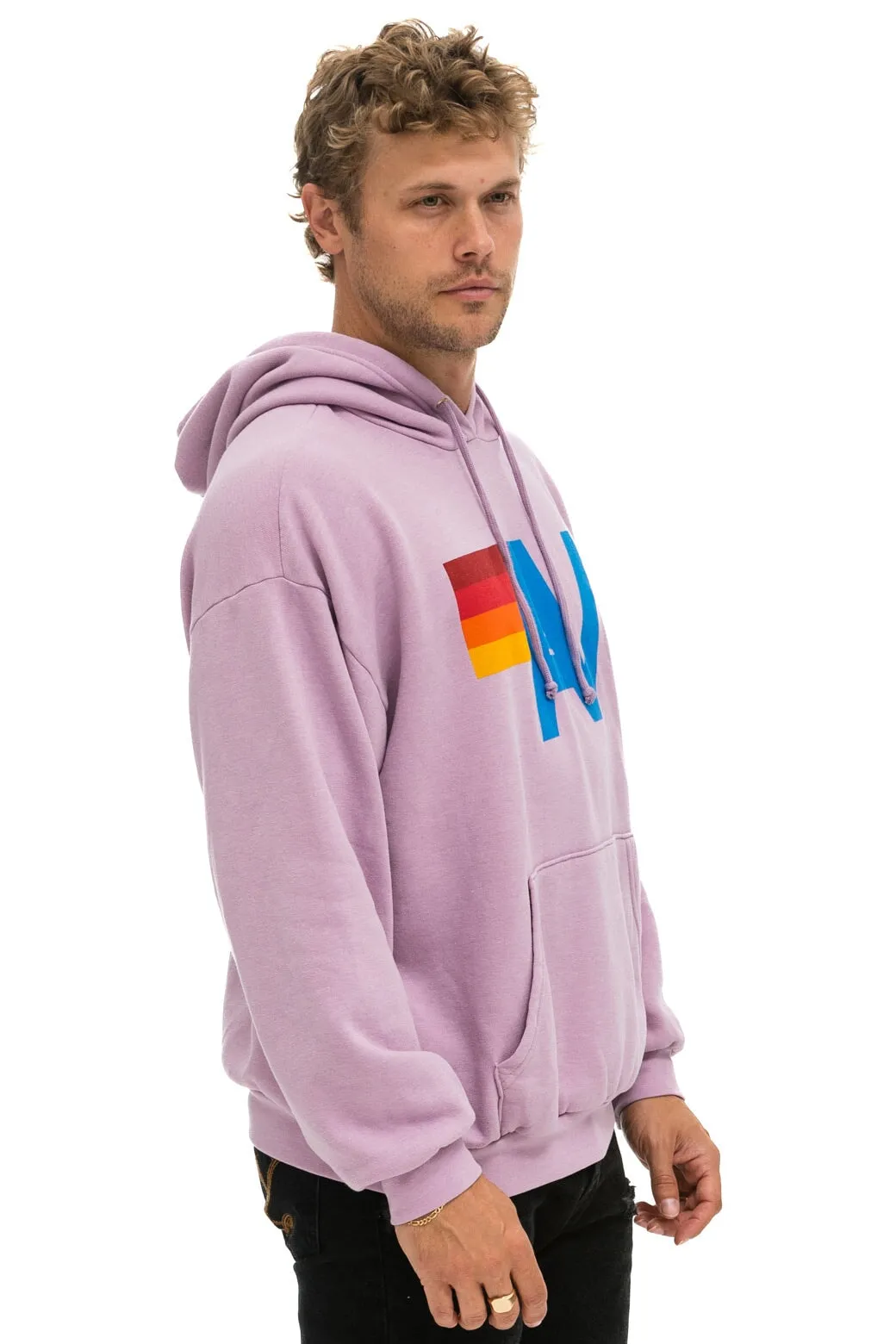LOGO PULLOVER RELAXED HOODIE - MAUVE