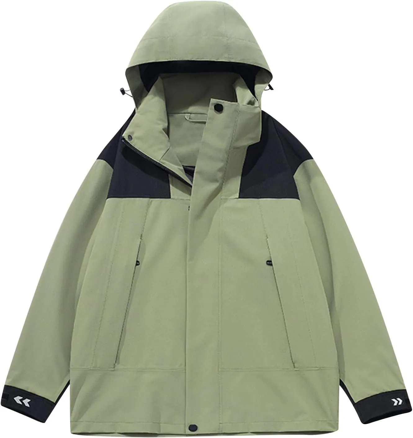 Men Women Zipper Rain Jacket Waterproof Windbreaker Hooded Rain Coat Fall Winter Warm Clothes Outdoor Hiking Jacket