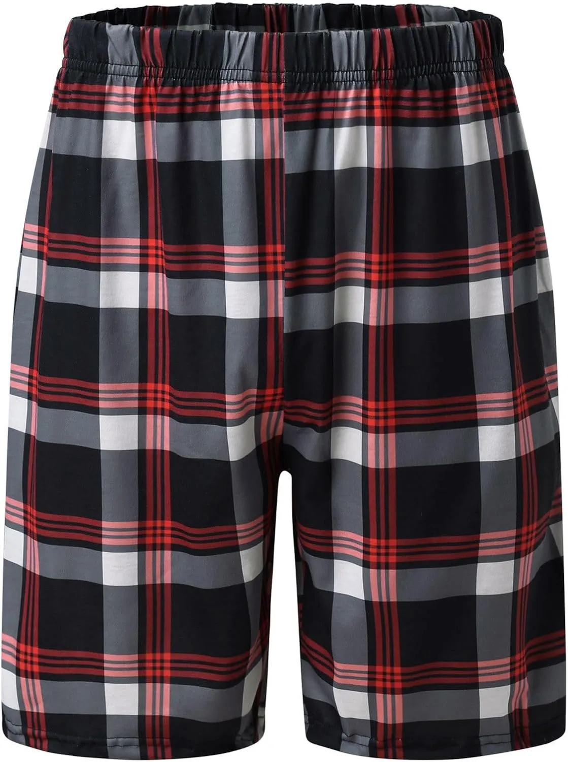 Men's Cotton Pajama Sleep Shorts Flannel Super Soft Cotton Plaid Shorts with Pockets and Drawstrings Sleep and Lounge