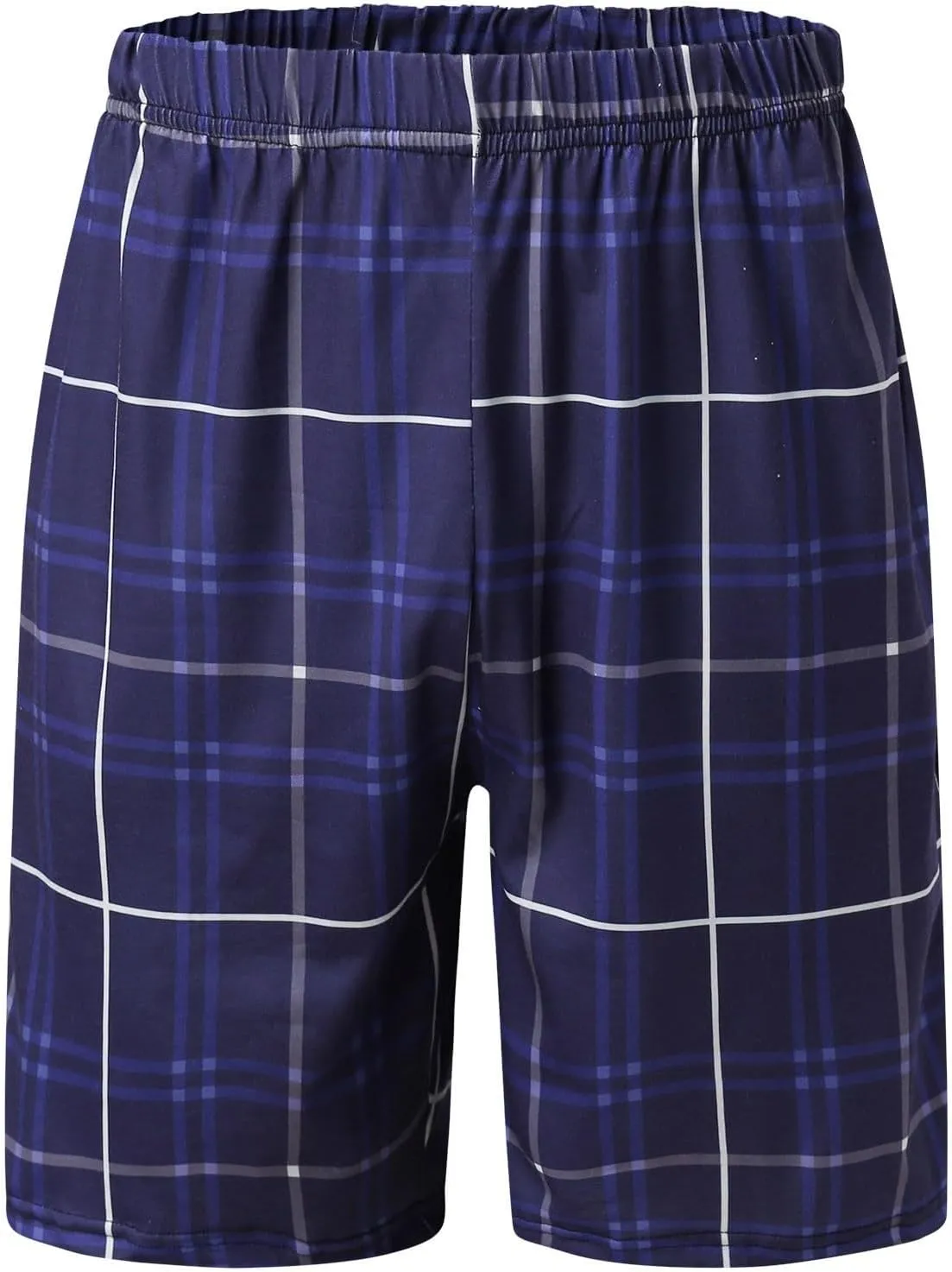 Men's Cotton Pajama Sleep Shorts Flannel Super Soft Cotton Plaid Shorts with Pockets and Drawstrings Sleep and Lounge