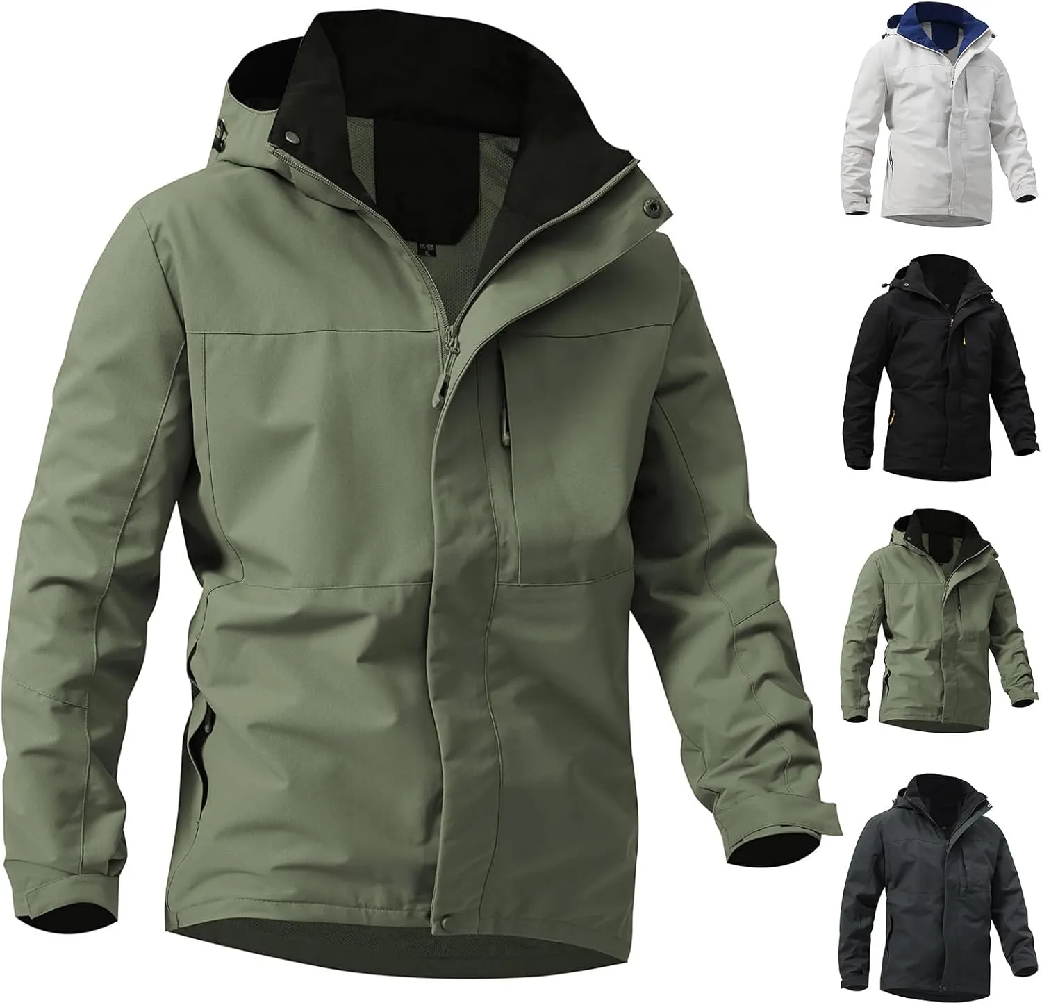 Mens Windproof Jacket Hooded Military Tactical Jacket Waterproof Windbreaker Outdoor Raincoat for Golf Cycling Camping