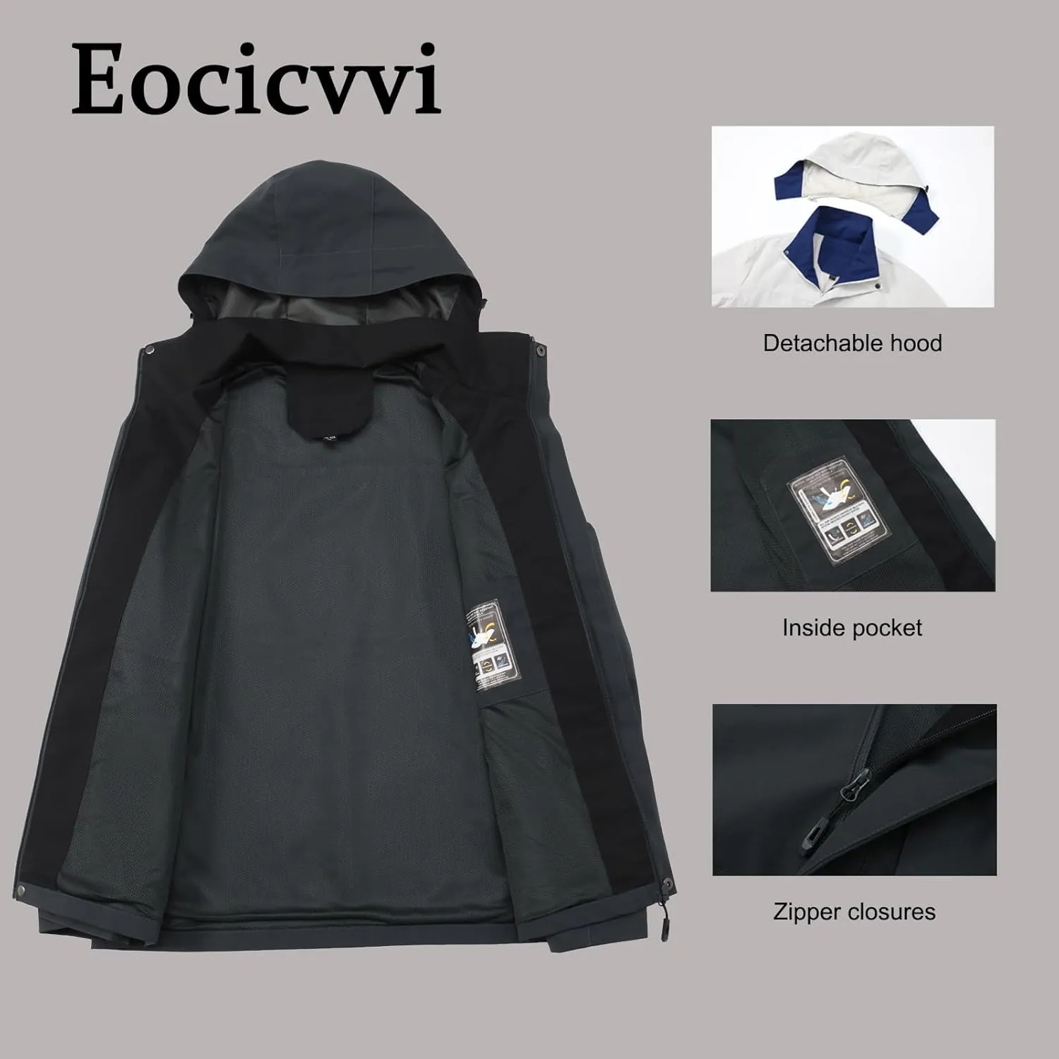 Mens Windproof Jacket Hooded Military Tactical Jacket Waterproof Windbreaker Outdoor Raincoat for Golf Cycling Camping