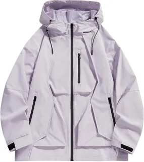 Mens Windproof Jacket Waterproof Lightweight Mountain Sport Jacket for Men Hooded Windbreaker Raincoat Zipper Jackets