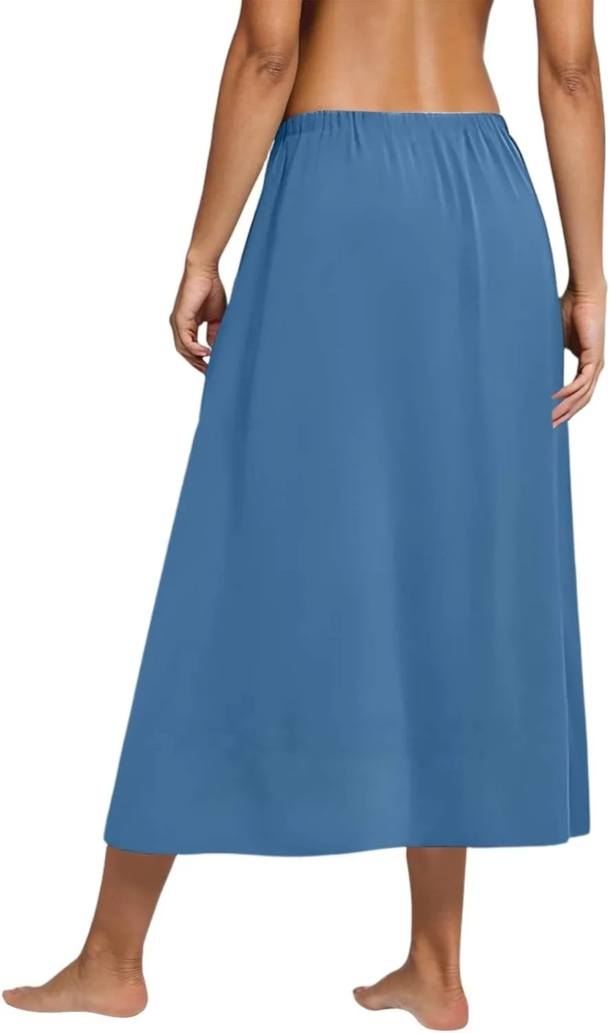 Midi Boho Floral Skirts for Women Trendy High Elastic Waist Comfy Flowy A Line Skirt Skorts with Pockets