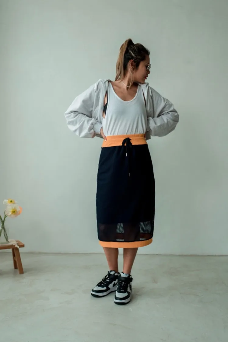 NAVY SPORTY MESH MIDI SKIRT *LAST 2*