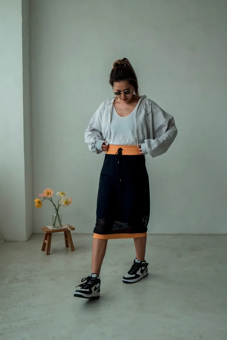 NAVY SPORTY MESH MIDI SKIRT *LAST 2*