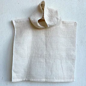 Off-White Waffle Hooded Poncho For Kids | Cotton | Set of 3