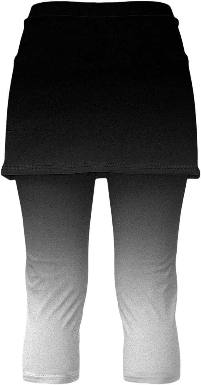 Skirted Leggings for Women Stretchy Tennis Golf Pickleball Skorts Summer Capris Gym Workout Yoga Legging with Skirts