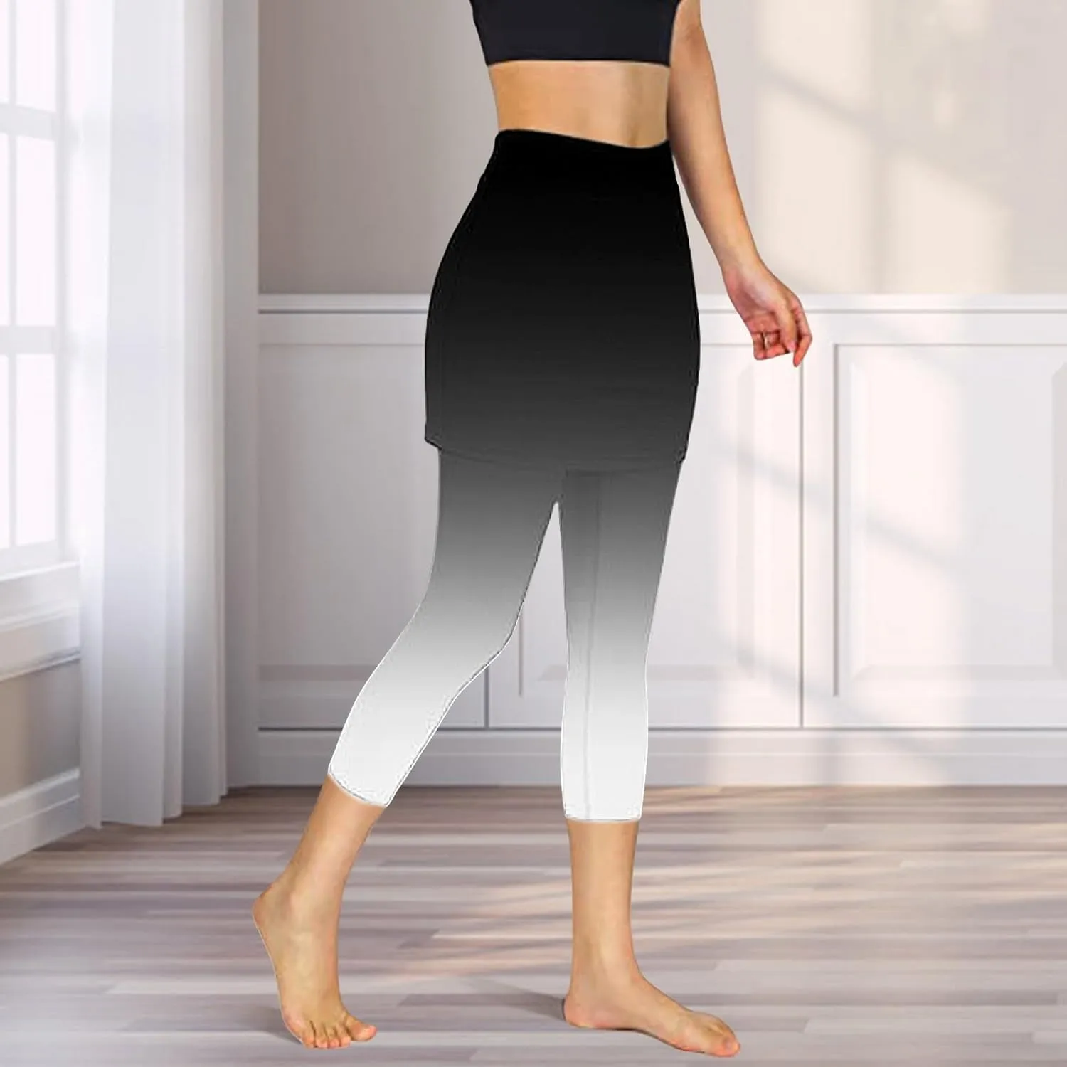 Skirted Leggings for Women Stretchy Tennis Golf Pickleball Skorts Summer Capris Gym Workout Yoga Legging with Skirts