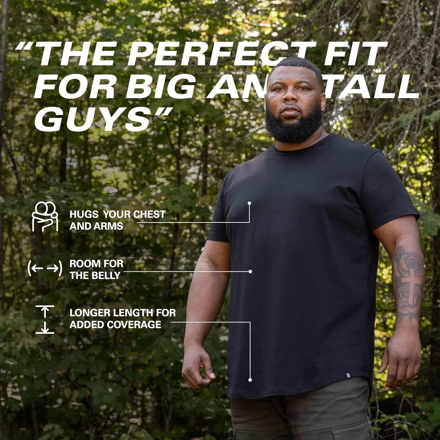 STRONGSIZE Men's Big and Tall Shirts – Stretch T-Shirt for Casual Wear (Available in Longer and Regular Length)
