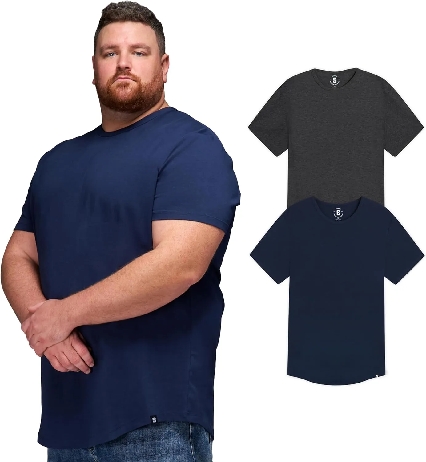 STRONGSIZE Men's Big and Tall Shirts – Stretch T-Shirt for Casual Wear (Available in Longer and Regular Length)