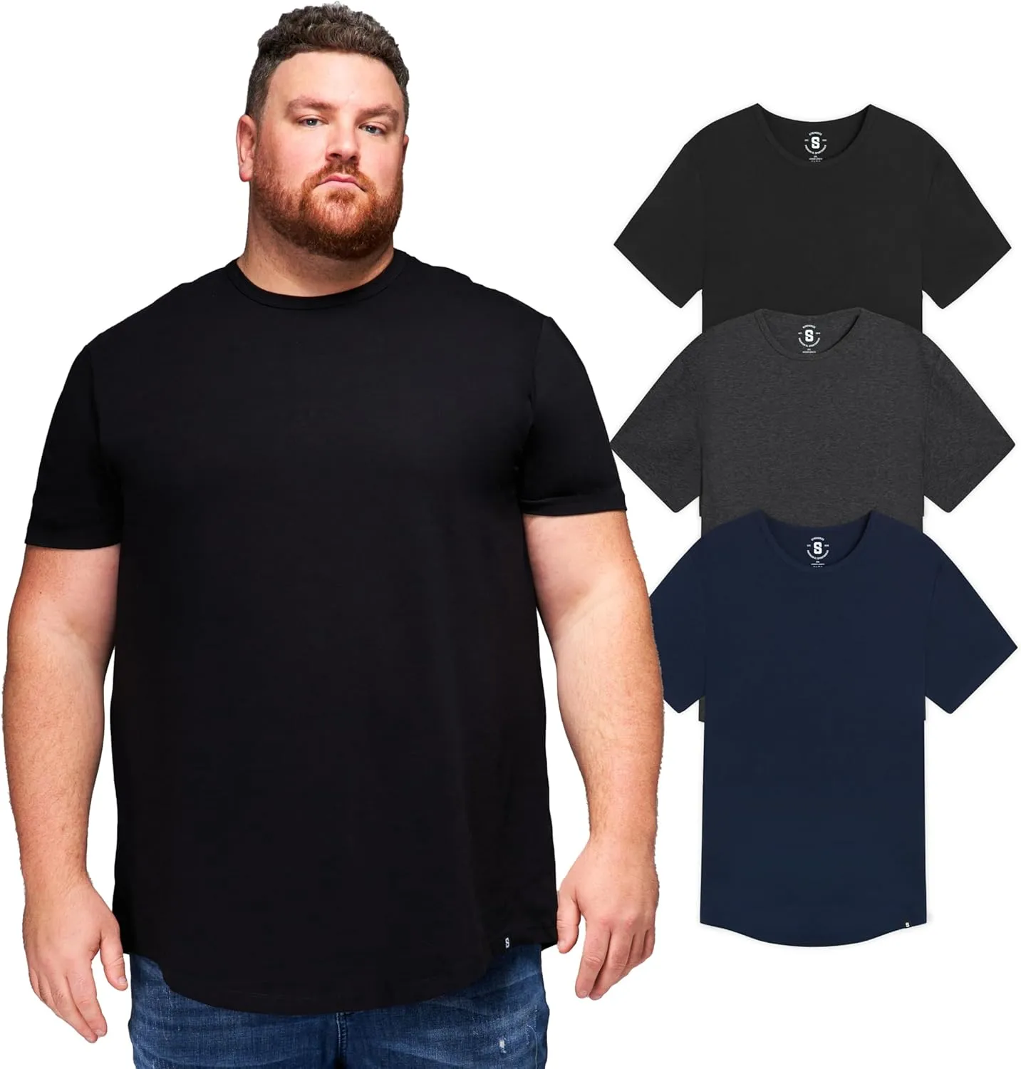 STRONGSIZE Men's Big and Tall Shirts – Stretch T-Shirt for Casual Wear (Available in Longer and Regular Length)