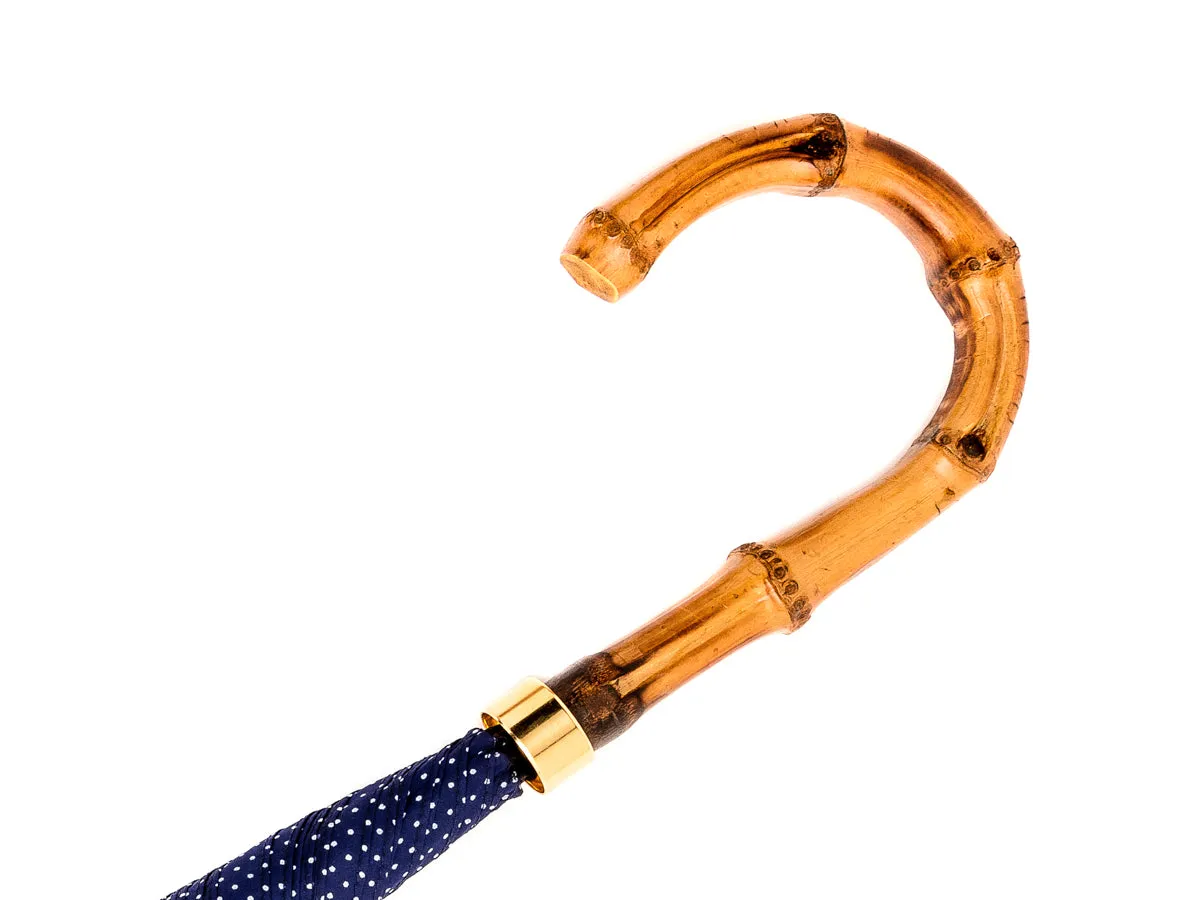 Tube Whangee Handle Navy & White Polka Dot