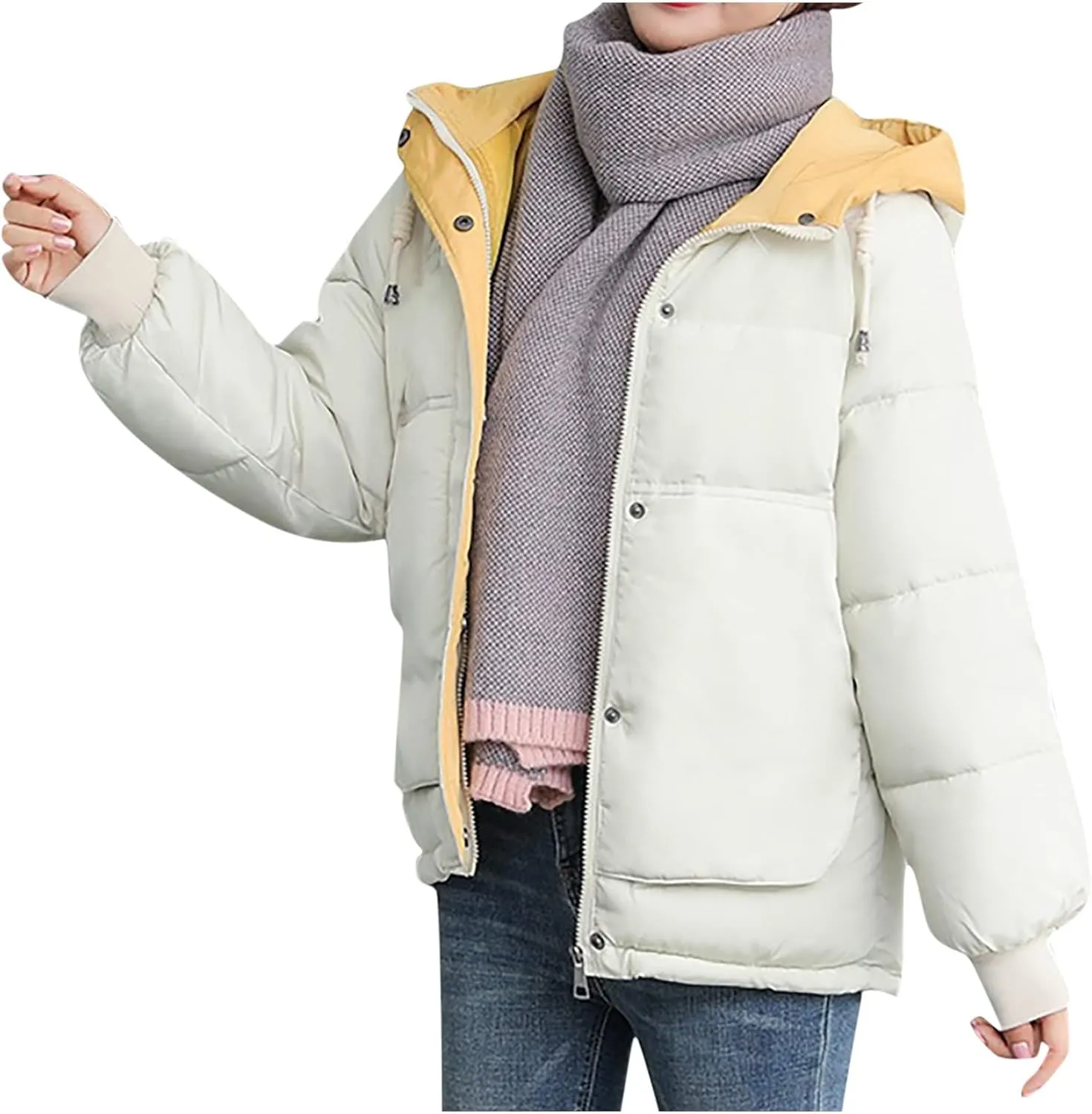 tuduoms Women's Thickened Down Jacket Relaxed Fit Hooded Puffer Jacket Warm Quilted Winter Coat Trendy Clothes for Teen Girls