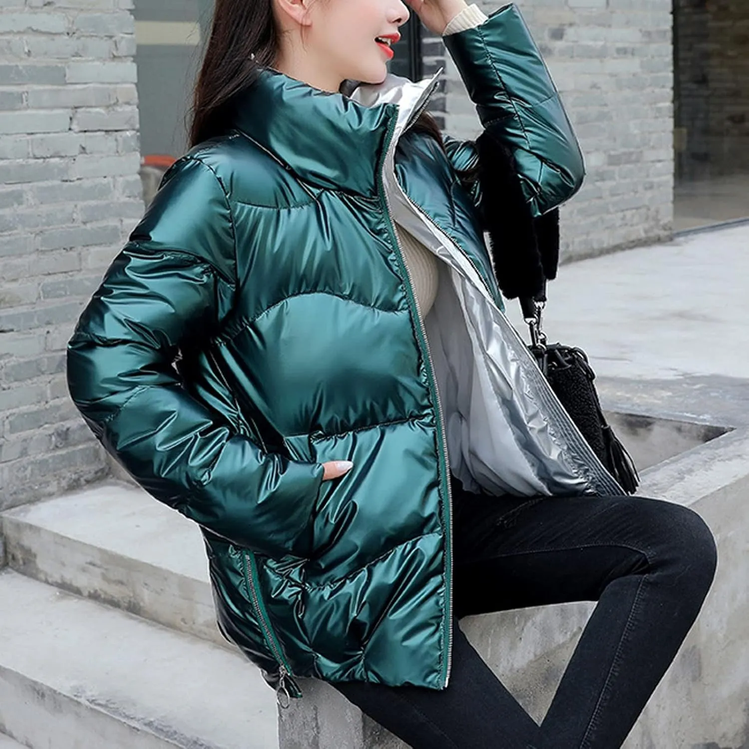 tuduoms Women's Thickened Down Jacket Relaxed Fit Hooded Puffer Jacket Warm Quilted Winter Coat Trendy Clothes for Teen Girls