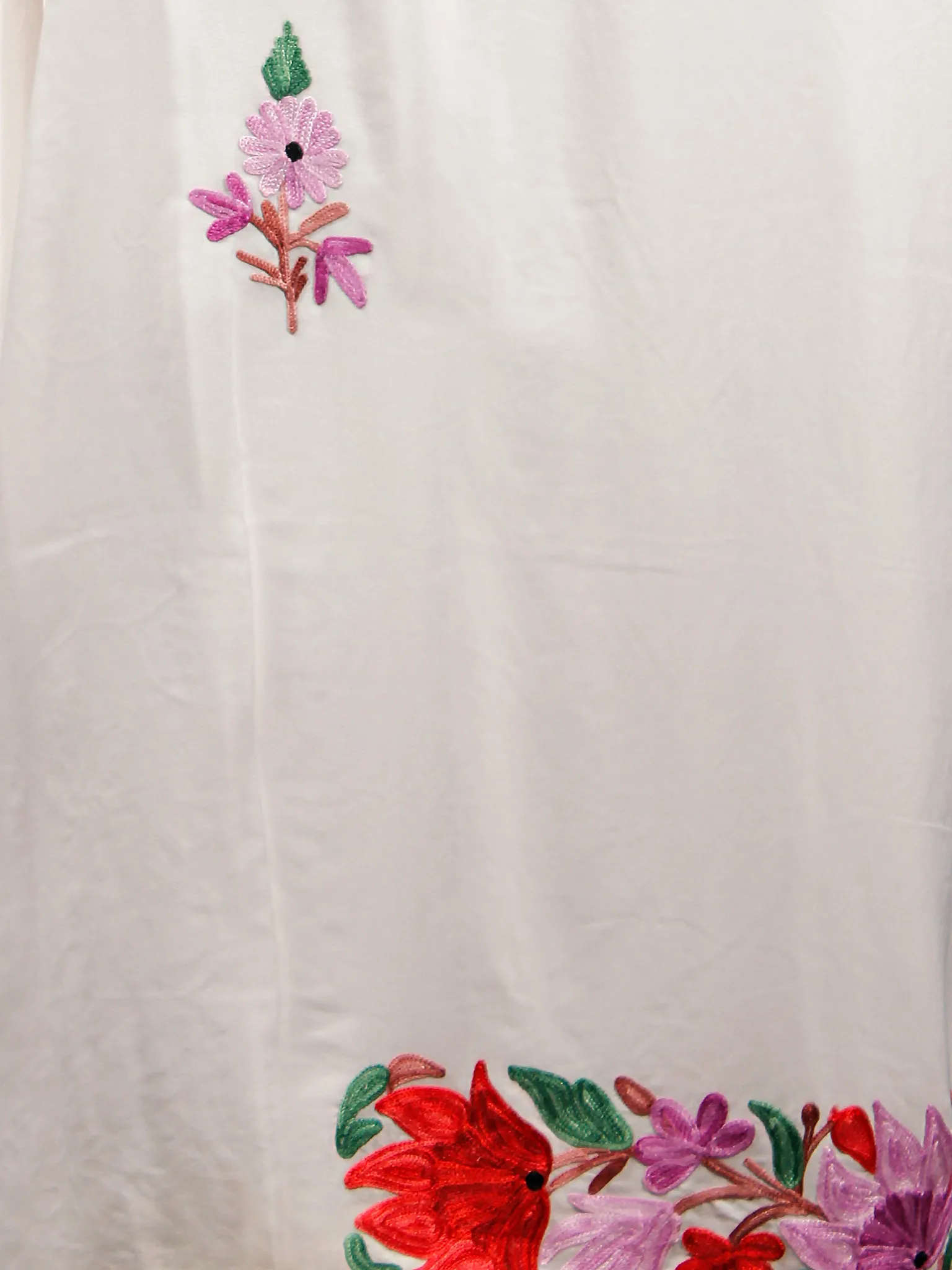 White Red Purple Rust Aari Embroidered Crepe Silk Saree From Kashmir  - S031703054