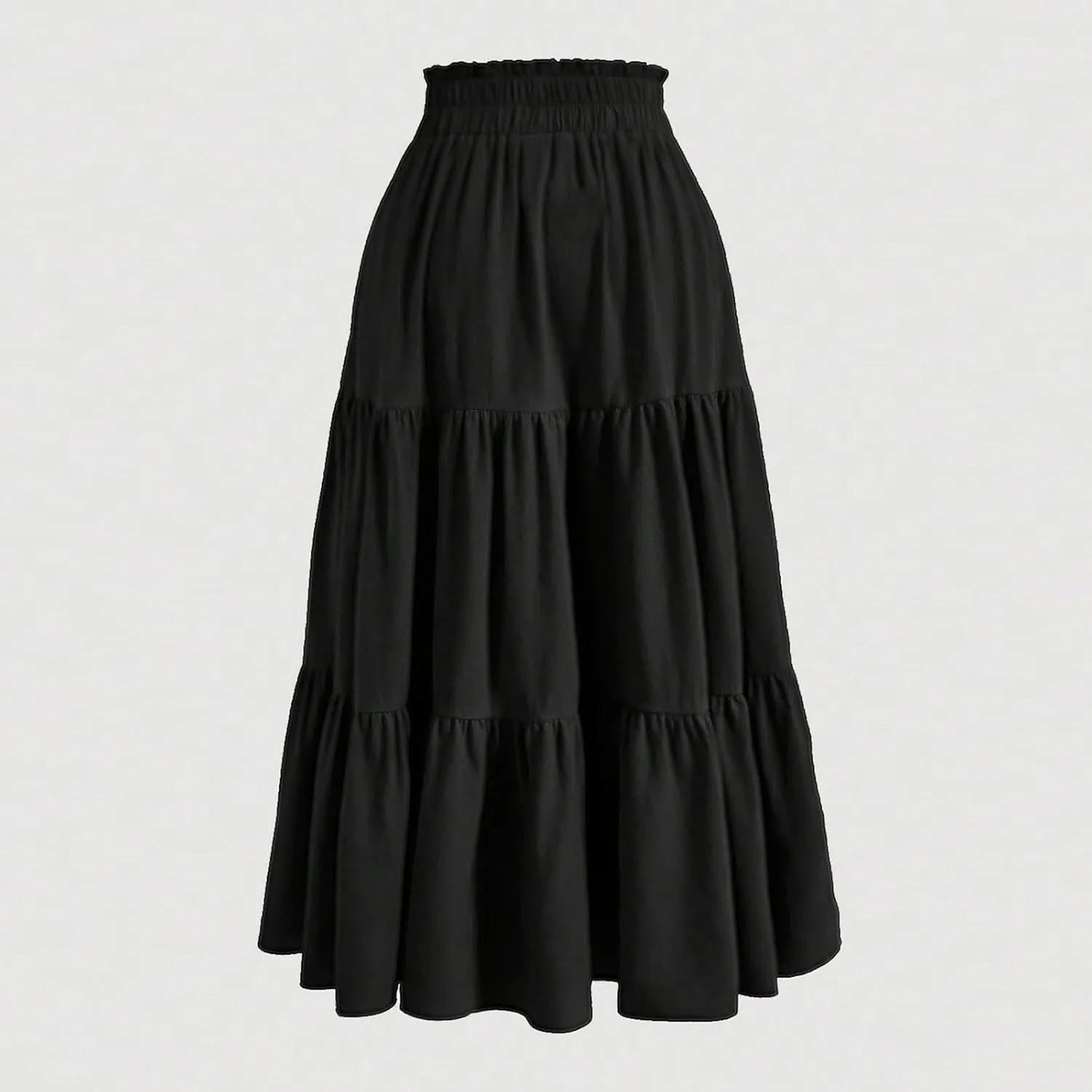Women's Casual Skirts Summer Boho Flowy Midi Skirt A Line Pleated Long Skirts Tiered Elastic High Waisted Skirt